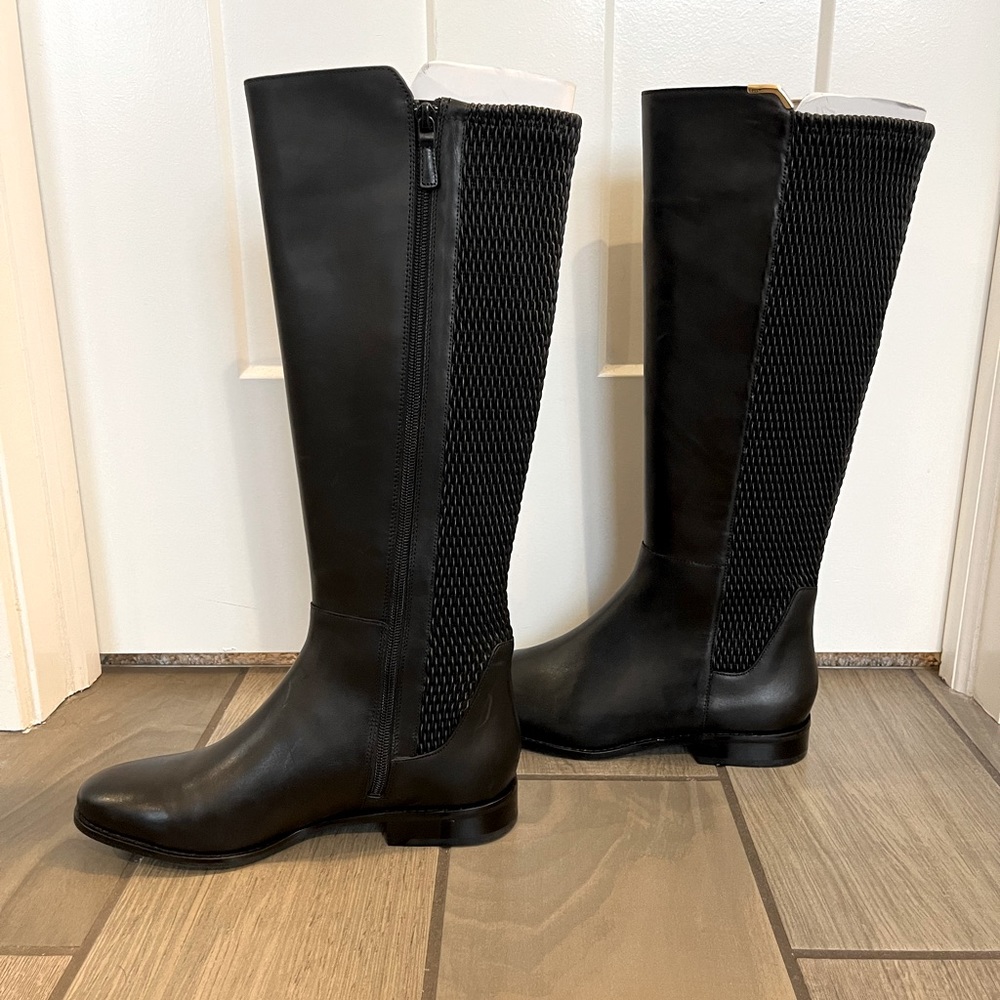 **NEVER WORN** Cole Haan Knee High Stretch Boots - Black Leather - Size 9